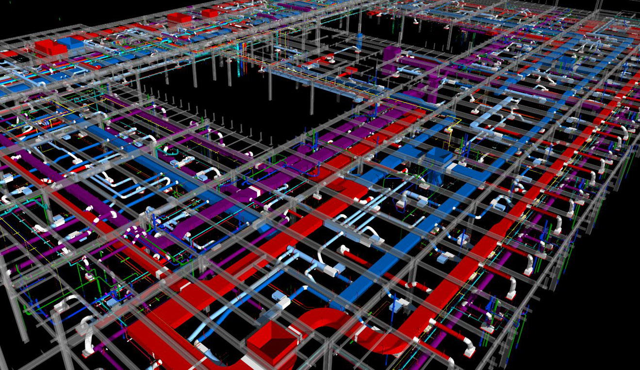 HVAC - Rede de dutos e difusores em 3 D